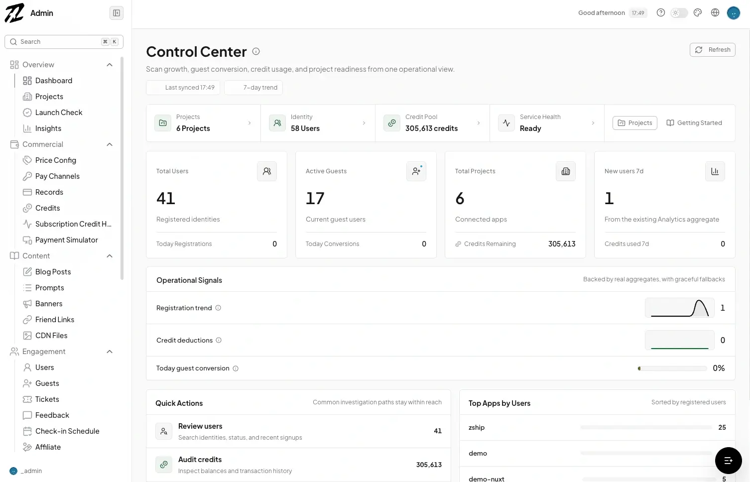 Chainle Game dashboard preview